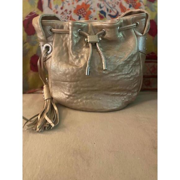 Badgley Mischka Metallic Bucket Bag with Tassel - Picture 1 of 10